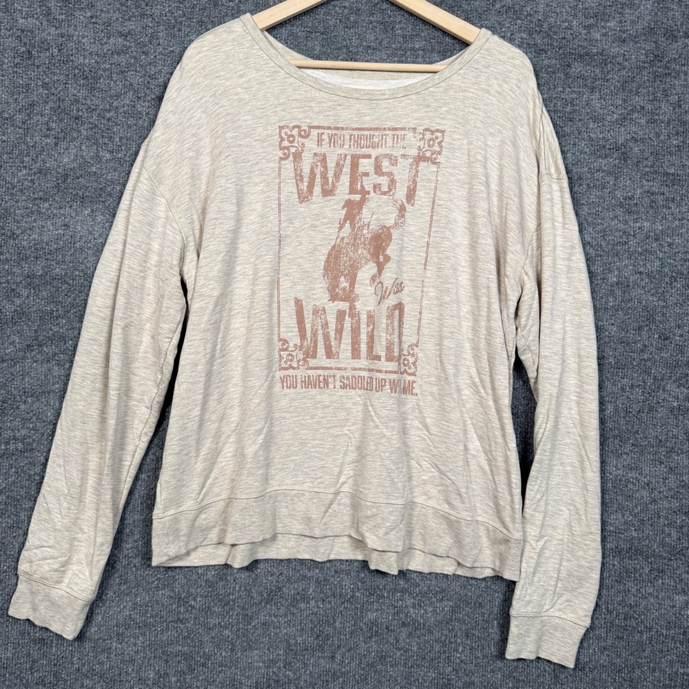 Idyllwind Size XL Sweatshirt Gray Graphics West‎ Wild Teddy Rayon Long Sleeves